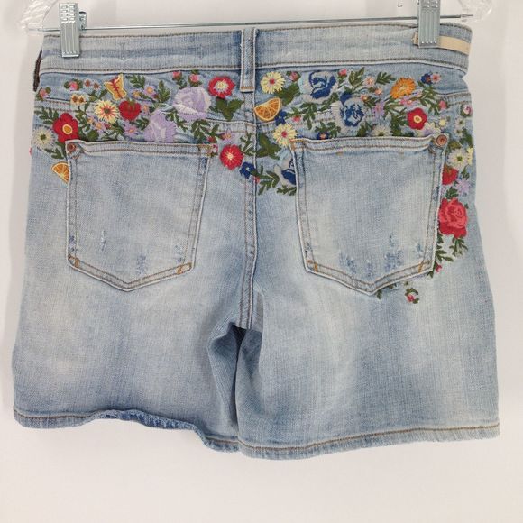 Pilcro and the Letterpress Women's Floral Embroidered Denim Blue Jean Sh… - Picture 3 of 8